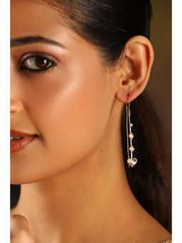 Biba - Women White Brass Gold Earrings