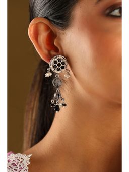 Biba - Women Green Brass Silver Earrings