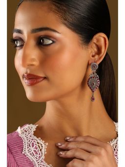 Biba - Women Pink Brass Silver Earrings