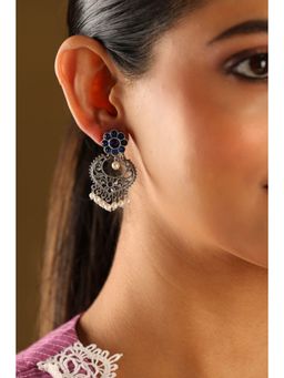 Biba - Women Blue Brass Silver Earrings