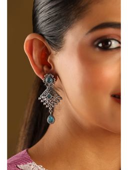 Biba - Women Blue Brass Silver Earrings