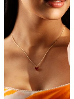 Biba - Women Red Brass Gold Necklace