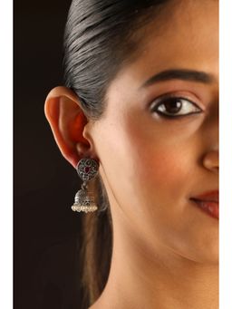 Biba - Women Pink Brass Silver Earrings