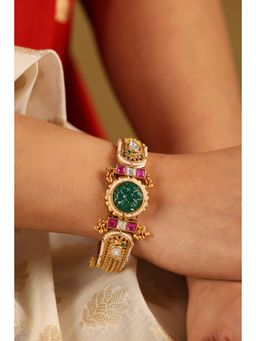 Biba - Women Green Brass Gold Kada