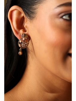 Biba - Women Peach Brass Gold Earrings