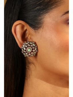 Biba - Women Green Brass Gold Earrings