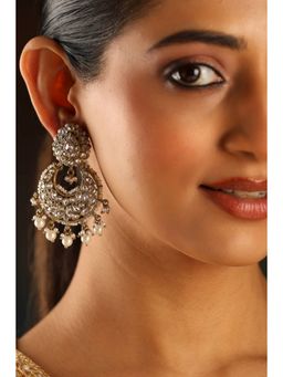 Biba - Women White Brass Gold Earrings