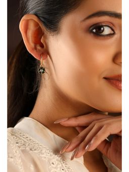 Biba - Women Green Brass Gold Earrings