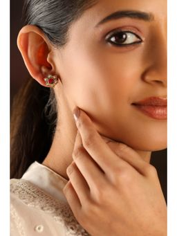 Biba - Women Pink Brass Gold Earrings