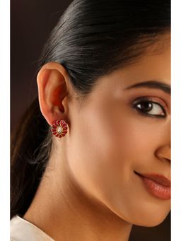 Biba - Women Pink Brass Gold Earrings