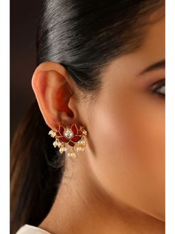 Biba - Women Pink Brass Gold Earrings