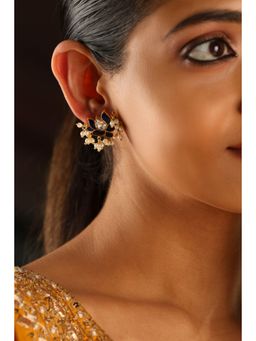 Biba - Women Blue Brass Gold Earrings