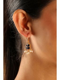 Biba - Women Blue Brass Gold Earrings