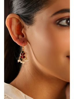 Biba - Women Pink Brass Gold Earrings