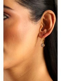 Biba - Women White Brass Gold Earrings