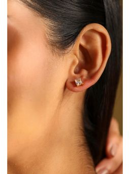 Biba - Women White Brass Gold Earrings