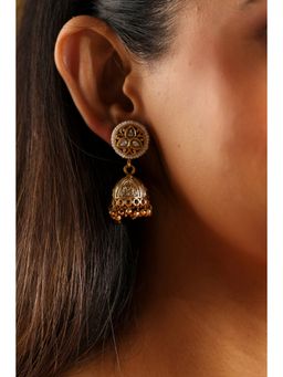 Biba - Women White Brass Gold Earrings