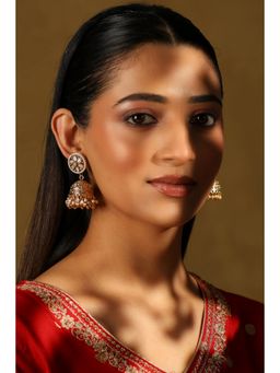 Biba - Women White Brass Gold Earrings