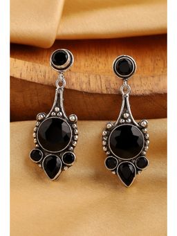 Biba - Women Black Brass Silver Earrings