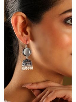 Biba - Women Grey Brass Silver Earrings