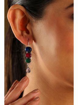 Biba - Women Multi-Color Brass Silver Earrings