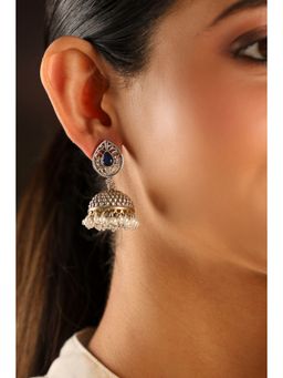 Biba - Women Blue Brass Silver Earrings