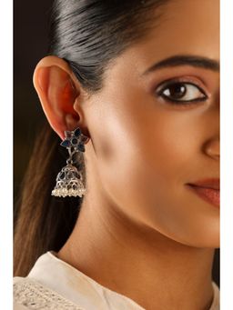 Biba - Women Blue Brass Silver Earrings