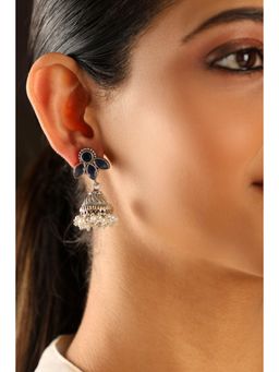 Biba - Women Blue Brass Silver Earrings