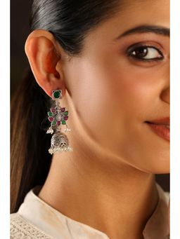 Biba - Women Multi-Color Brass Silver Earrings