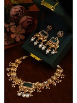 Biba - Women Green Alloy Gold Jewellry Set