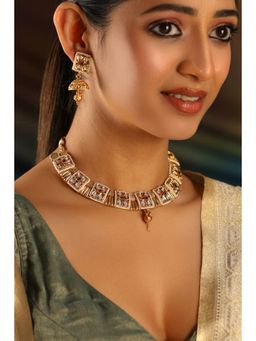 Biba - Women Pink Alloy Gold Jewellry Set