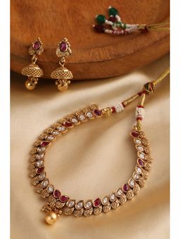 Biba - Women Red Alloy Gold Jewellry Set
