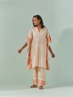 Naina Arunima - Peach Fuzz Samod Bagh Kaftan and Pant (Set of 2)