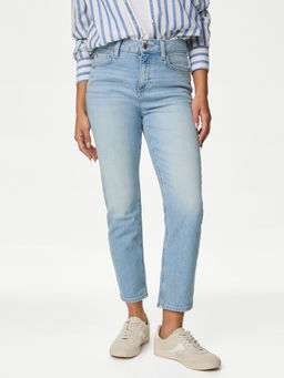 Marks & Spencer - Blue High Waisted Slim Fit Cropped Jeans