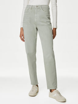 Marks & Spencer - Green Mom High Waisted Tapered Ankle Grazer Jeans