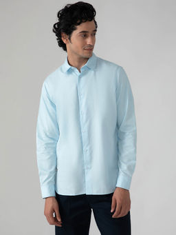 Subtract - Cotton Tencel Shirt in Sky Blue - Comfort fit