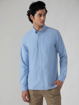 Subtract - Yarn Dyed Oxford Shirt in Sky Blue-Slim Fit