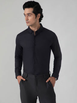 Subtract - Dobby Evening Shirt in Raven Black - Slim Fit
