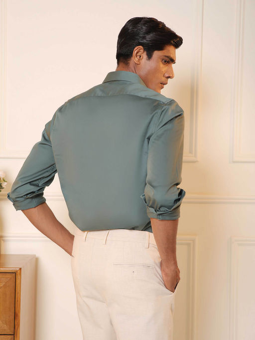green emerald velvet dress Basic Dress Shirt Convertible Cuff Regular Fit in Hunter Green main image 1