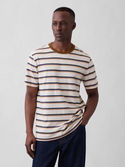 GAP - Mens Stripes Crew Neck T-shirt - Off White