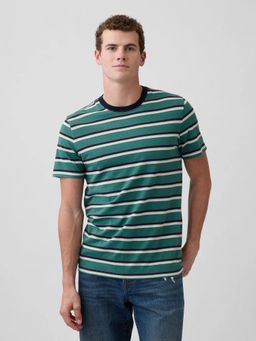 GAP - Mens Stripes Crew Neck T-shirt - Green