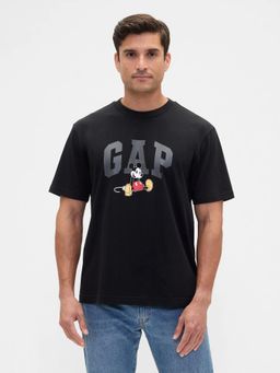GAP - Mens Mickey Mouse Character Print Crew Neck T-shirt - Black