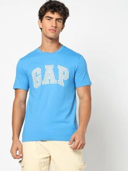 GAP - Mens Logo Printed Slim Crew Neck T-shirt - Blue