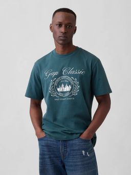 GAP - Mens Graphic Print Slim Fit Crew Neck T-shirt - Teal