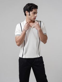 Cove and Lane - Intrecciato Cotton Polo T-shirt - White