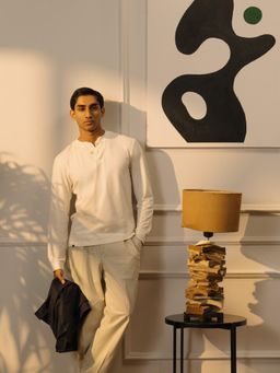 Cove and Lane - Bamboo Cotton Henley Neck T-shirt - White