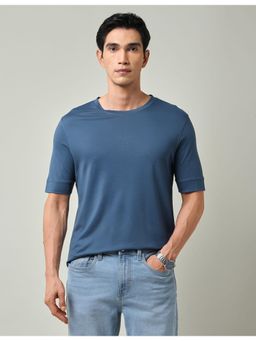 AD By Arvind - Solid Regular Fit T-shirt - Blue