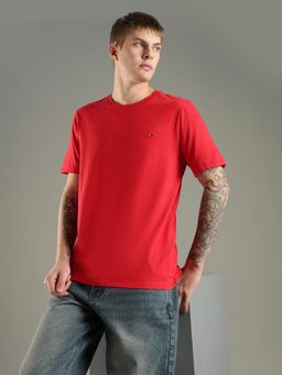Tommy Hilfiger - Solid Regular Fit Cotton T-shirt - Red