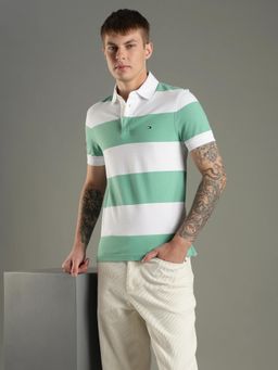 Tommy Hilfiger - Colorblock Slim Fit Cotton Polo T-shirt - Green