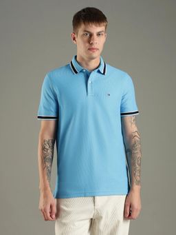 Tommy Hilfiger - Solid Regular Fit Cotton Polo T-shirt - Blue